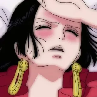 💀 Boa Hancock One Piece Anime, Femme, Personnage, Malade, Fatigué, Épuisé, Facepalm whatsapp sticker
