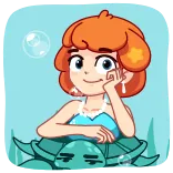 🙂 Cartoon, Mädchen, Schildkröte, Süß, Illustration, Figur telegram sticker