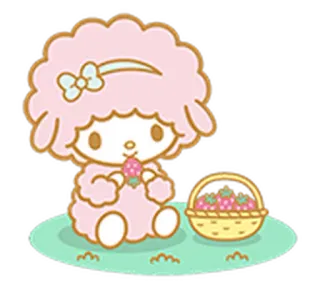 🍓 kawaii, fofo, ovelha, morango, cesta telegram sticker
