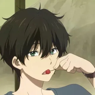💈 Anime, Chłopak, Wiśnia, Uroczy, Animacja whatsapp sticker