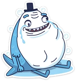 😦 squalo, cartone animato, piangere, lacrime, pesce, emozioni, divertente telegram sticker