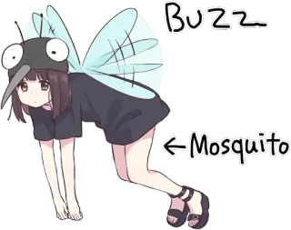 🐜 Buzz
Mosquito Anime, Mug, Insect, Meisje, Cartoon whatsapp sticker