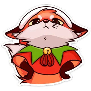 🤨 renard, dessin animé, elfe, noël, mignon telegram sticker