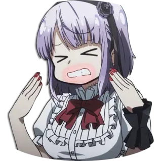 😖 anime, cute, girl, character, expression, cartoon whatsapp sticker