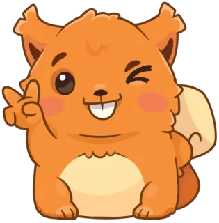 ✌ กระรอก, การ์ตูน, สัตว์, น่ารัก, ขยิบตา, สัญลักษณ์สันติภาพ telegram sticker