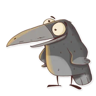 😏 นก, อีกา, สัตว์, การ์ตูน, สติกเกอร์, ภาพประกอบ telegram sticker