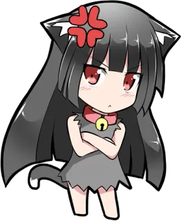 😠 Аниме, Каваий, Злой, Девушка-кошка, Чиби, Милый, Мультфильм telegram sticker
