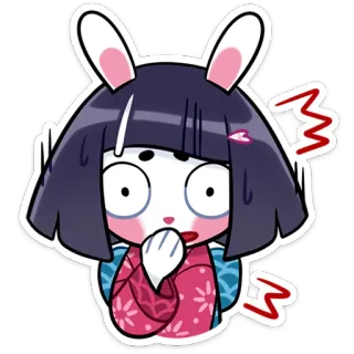 😳 cartone animato, coniglio, scioccato, anime, kawaii, preoccupato, carino, personaggio whatsapp sticker