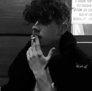 ➿ lash_gif fumer, cigarette, homme, noir et blanc, portrait whatsapp sticker