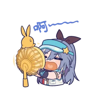 🥵 啊 anime girl, fan, bunny, sweating, cartoon, sticker telegram sticker