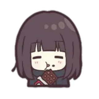 😀 Anime, Chica, Comiendo, Chocolate, Lindo, Kawaii whatsapp sticker