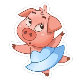 💃 świnia, zwierzę, kreskówka, słodki, postać, ilustracja telegram sticker