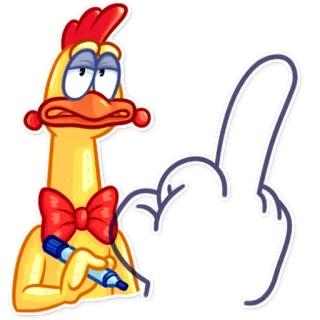 🖕 Desenho animado, Frango, Dedo do meio, Ofensivo, Gesto telegram sticker