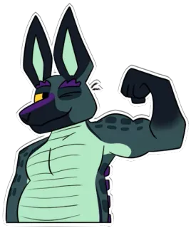 💪 cartoon, animal, muscles, flexing, strong, character telegram sticker