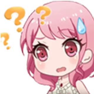 ❓ 質問, 混乱, アニメ, 可愛い, ちび, かわいい, ピンク髪 whatsapp sticker