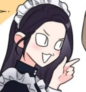 😼 메이드, 애니메이션, 여자, 가리키는, 만화, 캐릭터, 만화 whatsapp sticker