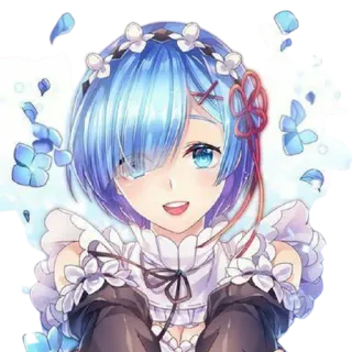❤️ Rem anime, girl, maid, blue hair, cute telegram sticker