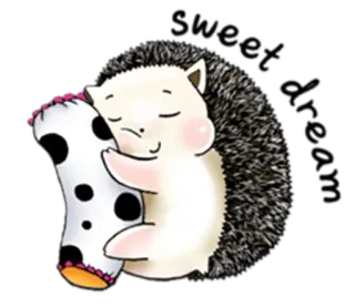 😴 sweet dreams hérisson, doux rêves, animal, sommeil, dessin animé, mignon, oreiller telegram sticker