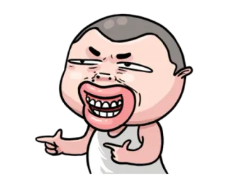 😬 dibujo animado, personaje, emoji, expresión, señalando whatsapp sticker