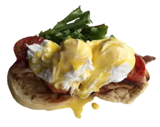 🍳 eggs benedict, breakfast, food, meal, brunch, hollandaise, muffin telegram sticker