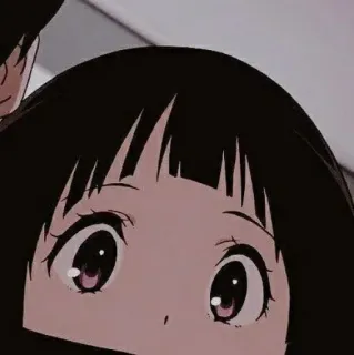 👀 Anime, Mädchen, Cartoon, Animiert, Charakter, Augen, schwarze Haare telegram sticker