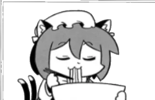 🍜 Anime, Gato, Neko, Fideos, Comiendo, Lindo whatsapp sticker