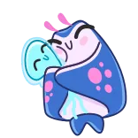 👩‍❤️‍👨 mignon, câlin, bleu, fantôme, monstre, dessin animé, amical telegram sticker