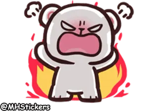 😤 angry, bear, cartoon, cute, illustration, fire whatsapp sticker