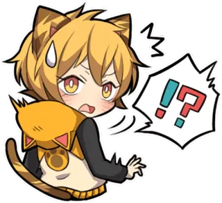 ⁉ 애니메이션, 고양이, 물음표, 느낌표, 놀란, 혼란스러워 telegram sticker