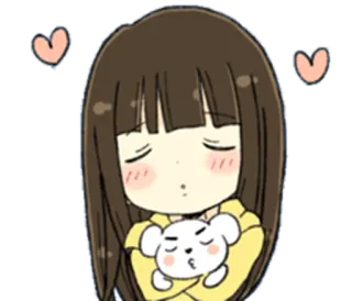😘 Desenho animado, Anime, Garota, Corações, Fofo, Kawaii, Urso telegram sticker
