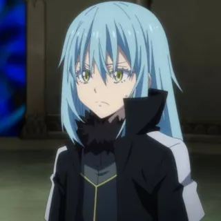 😓 Rimuru Tempest That Time I Got Reincarnated as a Slime Аниме, Исекай, Слизь, Повелитель демонов, синие волосы telegram sticker