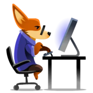 💻 zorro, ordenador, oficina, trabajo, dibujos animados telegram sticker