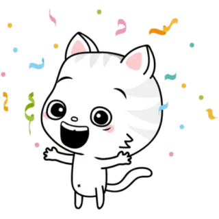 🎉 cat, confetti, celebration, happy, cute whatsapp sticker