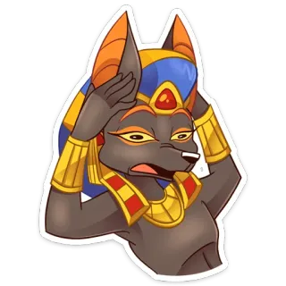 🤯 Anubis アヌビス, エジプトの神, 神, ジャッカル, 頭をかく telegram sticker