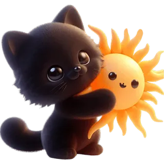 ☀ gato, gatinho, fofo, sol, kawaii, desenho animado, adesivo whatsapp sticker