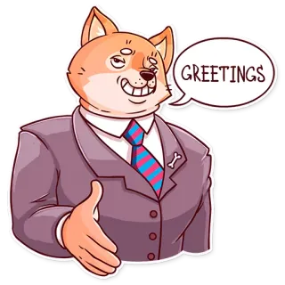 👋 GREETINGS chien, shiba inu, costume, salutation, animal, dessin animé whatsapp sticker