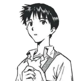 🐱 Shinji Ikari Neon Genesis Evangelion アニメ, マンガ, キャラクター, 男の子, 制服 telegram sticker