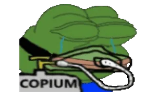 🌟 Pepe the Frog COPIUM Лягушонок Пепе, Копиум, Мем, Интернет-мем, Feelsbadman, Грустно, Преодоление whatsapp sticker