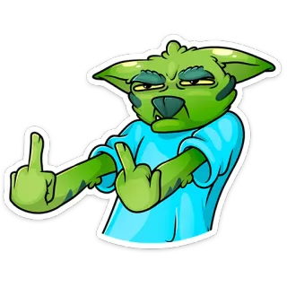 🖕 goblin, dedo do meio, ofensivo, desenho animado, rude, ilustração whatsapp sticker