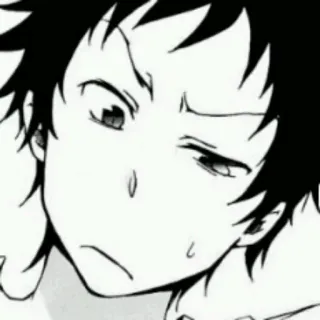 😐 Anime, Manga, Jongen, Expressie, Zwart-wit telegram sticker