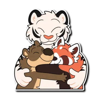 🤗 zwierzęta, słodkie, przytulanie, kreskówka, tygrys, niedźwiedź, panda mała telegram sticker