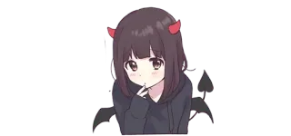 ❤️ Anime, Mädchen, Teufel, Hörner, Süß, Flügel whatsapp sticker