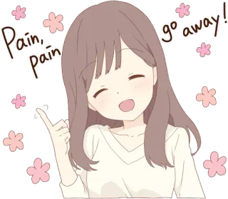 😘 Pain, pain go away! anime girl, flower, cheerful, cute, positive, optimistic telegram sticker