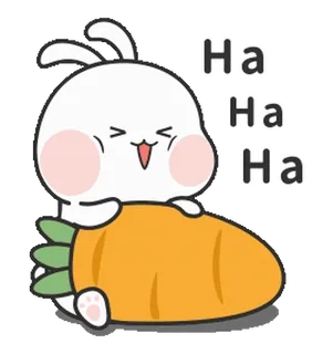 😂 Ha Ha Ha lapin, lapinou, carotte, joyeux, mignon, dessin animé, animal, gai telegram sticker