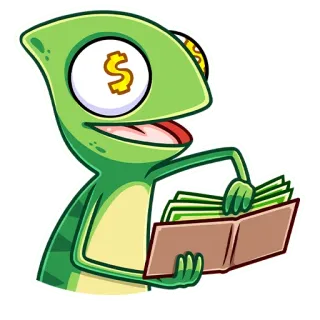 🤑 tắc kè hoa, tiền, ký hiệu đô la, giàu có, sự giàu có, ví tiền, hoạt hình whatsapp sticker