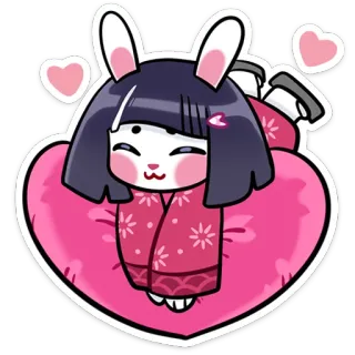 ❤️ coniglio, carino, cuore, cartone animato, personaggio, kawaii, adesivo whatsapp sticker