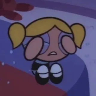 😢 Bubbles The Powerpuff Girls cartoon, Bubbles, The Powerpuff Girls, sad, depressed telegram sticker
