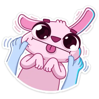 😜 coniglio, cartone animato, carino, divertente, animale, adesivo whatsapp sticker