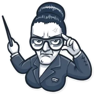 😡 teacher, strict, woman, glasses, pointer, angry, serious telegram sticker