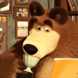 🧸 Bear Masha and the Bear bear, cartoon, reading, cute, animated, animal telegram sticker